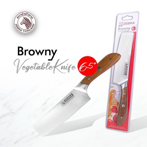 Dao Inox Zebra Browny Vegetable cán gỗ 6.5