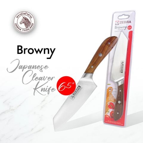 Dao Inox Zebra Browny Japanese Cleaver cán gỗ 6.5