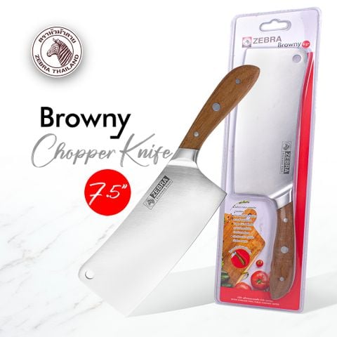 Dao Inox Zebra Browny Chopper cán gỗ 7.5