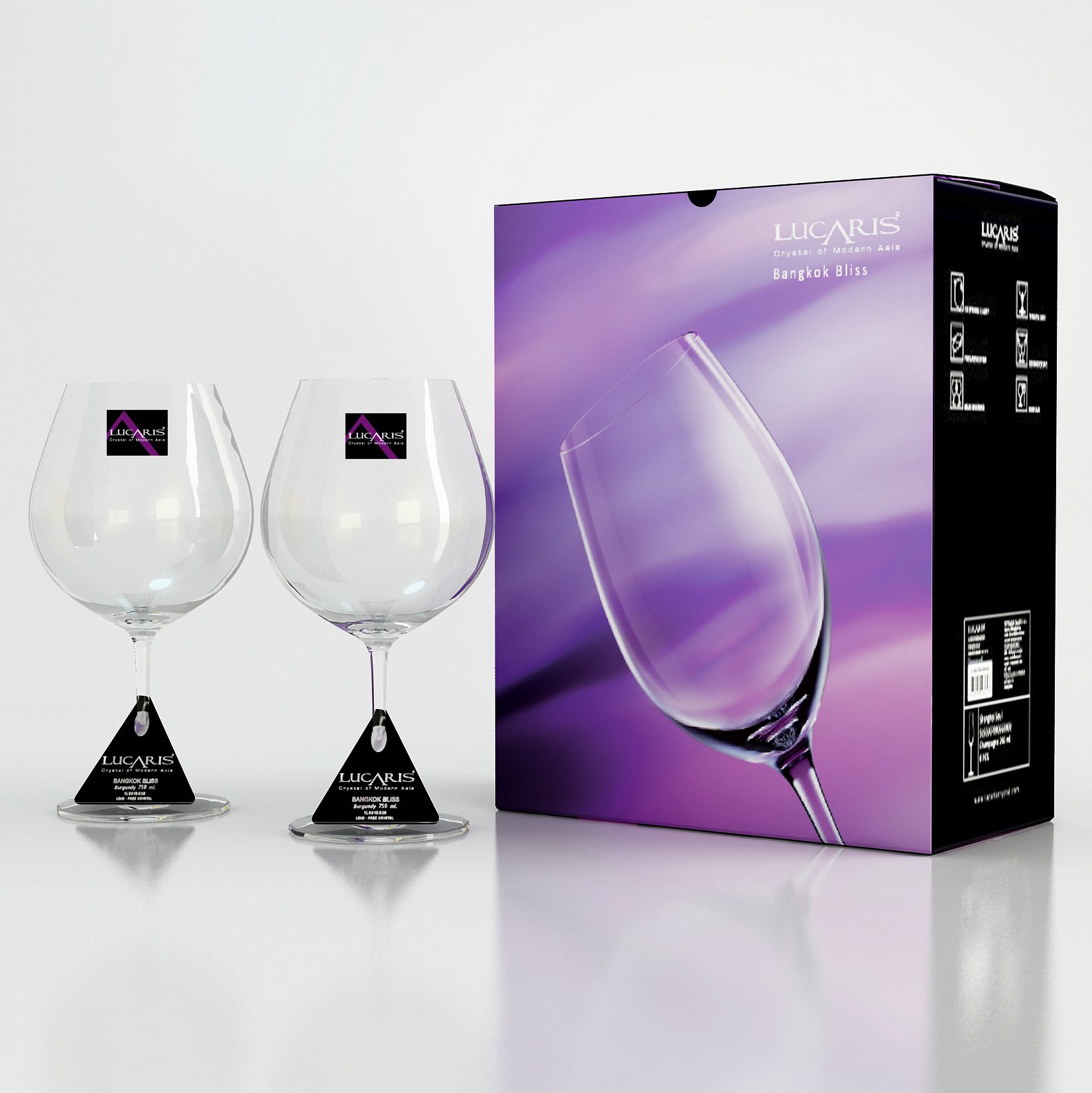 Giới thiệu về sản phẩm BỘ 2 LY PHA LÊ BANGKOK BLISS BURGUNDY 750ML Tô Thủy Tinh PAIR PARADIS 4.5/8 - BT11