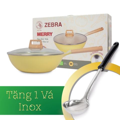 Chảo chống dính ZEBRA vân đá 3 đáy nắp kính 30cm - 974103