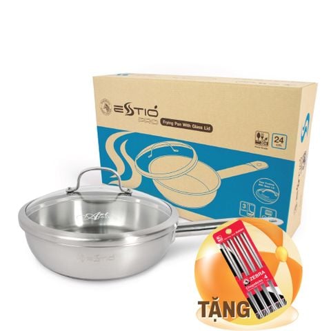 Chảo Inox Estio Pro nắp kính 24cm - 175102 - CZT
