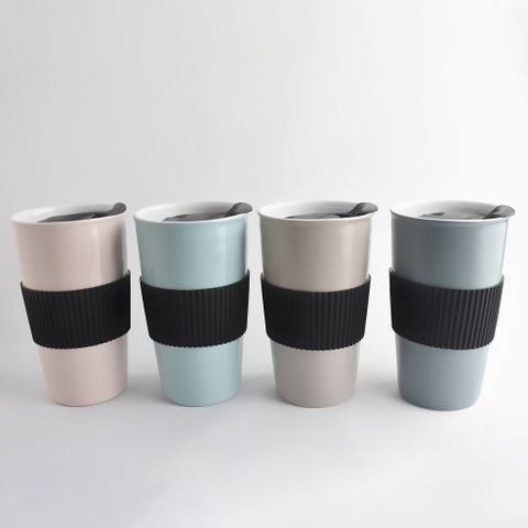 Ly sứ nắp trượt Sola 450ml - 35023 || Sola ceramic mug with sliding lid 450ml - 35023