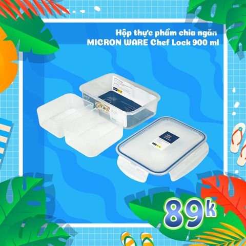 Hộp thực phẩm chia ngăn Chef Lock 900ml - 2 ngăn - 0003-2 || Chef Lock Plastic Food Container with 2 Compartments 900ml - 0003-2