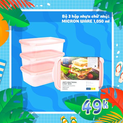 Bộ 3 hộp nhựa Chef Box 1,05L - 6073/3 || Set of 3 plastic food containers 1.05L - 6073/3