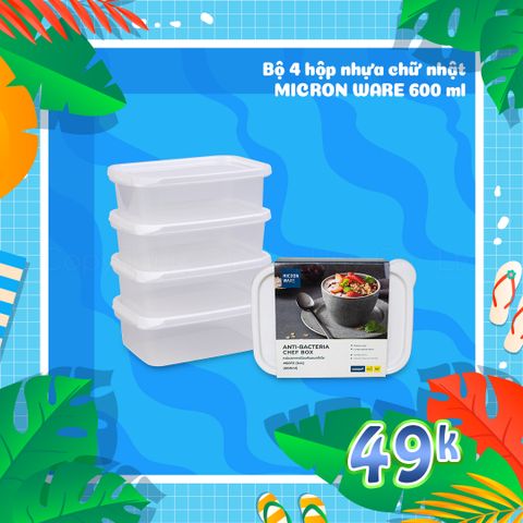 Bộ 4 hộp nhựa Chef Box 600ml - 6072/4 || Set of 4 plastic food containers 600ml - 6072/4