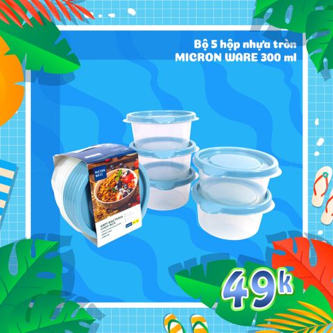 Bộ 5 hộp nhựa Chef Box 300ml - 6061/5 || Set of 5 plastic food containers 300ml - 6061/5