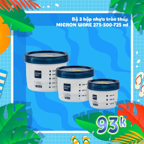 Bộ hộp nhựa tròn, cao 9632/3 (9630 + 9631 + 9632) || Set of plastic cylinder containers 9632/3 (9630 + 9631 + 9632)