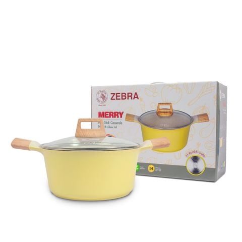 Nồi chống dính ZEBRA vân đá 3 đáy nắp kính 24cm - 973101