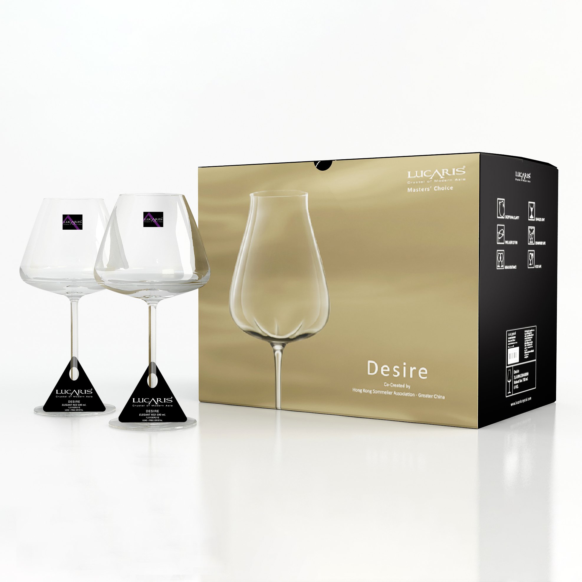 Giới thiệu về sản phẩm Bộ 6 ly Pha lê Desire Elegant Red 590ml Tô Thủy Tinh PAIR PARADIS 4.5/8 - BT11