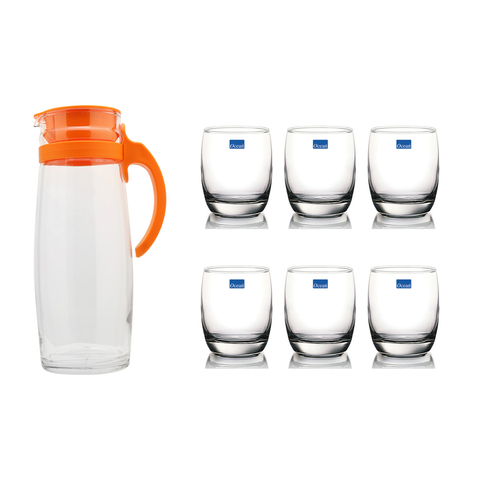 Bộ bình ly thủy tinh Divano (1 bình + 6ly Ivory 265ml) - 3GS000007G0102X || Set of Divano jug & glasses (1 jug + 6 Ivory glasses 265ml) - 3GS000007G0102X