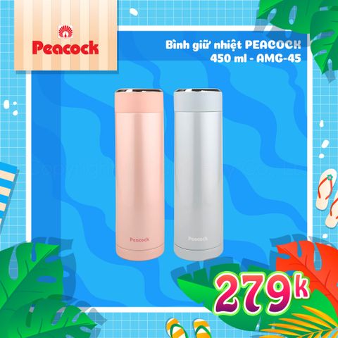 Bình giữ nhiệt Peacock 450ml - AMG-45 ||  Peacock Vacuum Bottle 450ml - AMG-45