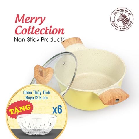Nồi chống dính ZEBRA vân đá 3 đáy nắp kính 24cm - 973101