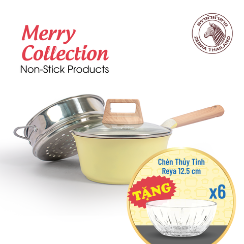 Bộ quánh xửng chống dính ZEBRA vân đá 3 đáy nắp kính 18cm - 966001 - Xửng bếp từ - CGX
