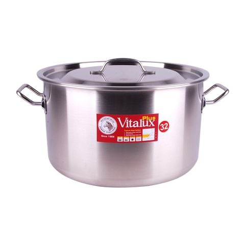 Nồi hầm Inox Vitalux 3 đáy nắp Inox 32x19cm - 171315 || Vitalux 3-layer-bottom stockpot with stainless steel lid 32x19cm - 171315