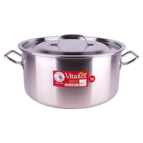 Nồi hầm Inox Vitalux 3 đáy nắp Inox 36x18cm - 171317 || Vitalux 3-layer-bottom stockpot with stainless steel lid 36x18cm - 171317