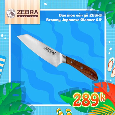 Dao Inox Zebra Browny Japanese Cleaver cán gỗ 6.5