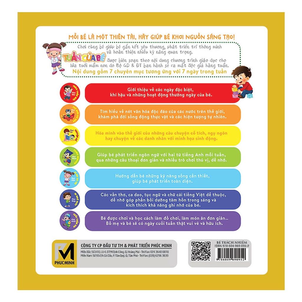 Sách - Rèn Luyện Tính Cách Cho Bé 3-6 tuổi - Bé gọn gàng, thông thái, chu đáo, trách nhiệm - Tuần của bé tháng 12