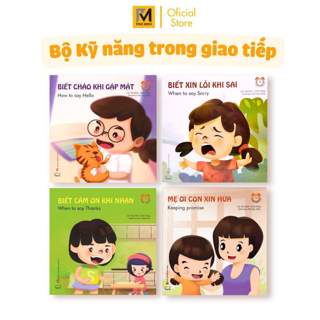 Sách Cho Bé - Bộ 4 Cuốn Kĩ Năng Trong Giao Tiếp Cho Bé 2-10 Tuổi Song Ngữ Anh - Việt