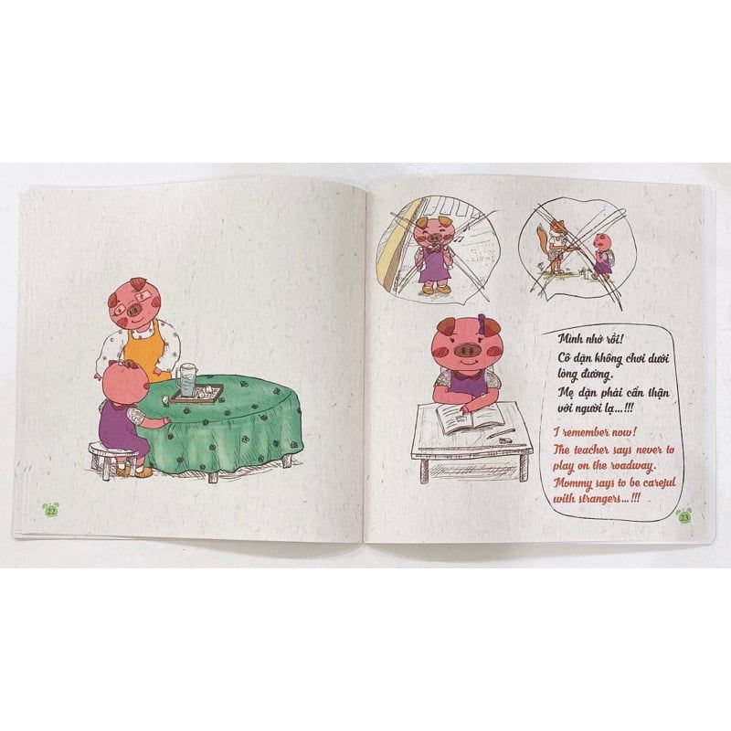 Sách Cho Bé - Rèn Luyện Thói Quen Tốt - Biết Lắng Nghe Nhé, Lợn Hồng (song ngữ Anh - Việt)