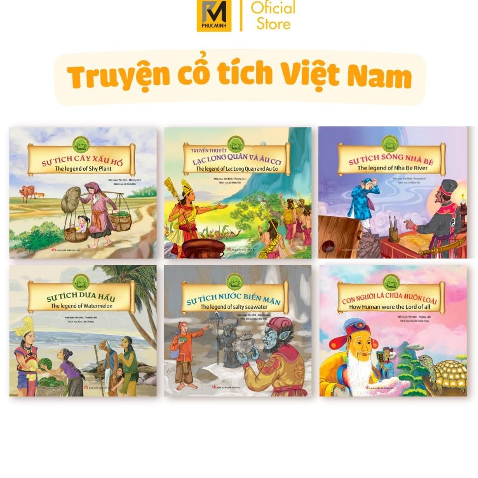 Sách cho bé - Bộ 6 Truyện Cổ Tích Việt Nam - Song Ngữ Anh - Việt Cho Bé