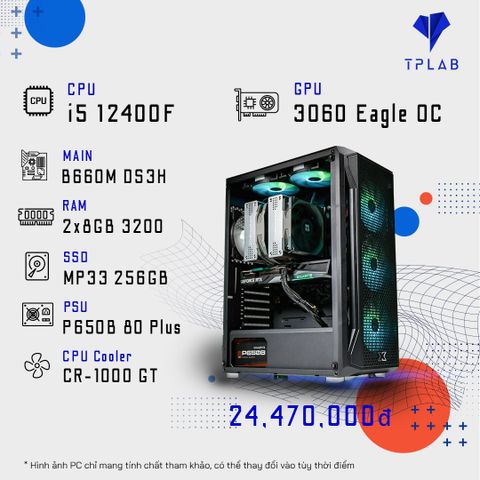  PC TPLAB i5 12400F | RTX 3060 EAGLE OC 