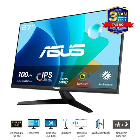  Màn Hình ASUS VY279HF 27 inch FHD (1920 x 1080), IPS, 100Hz, IPS, 1ms 