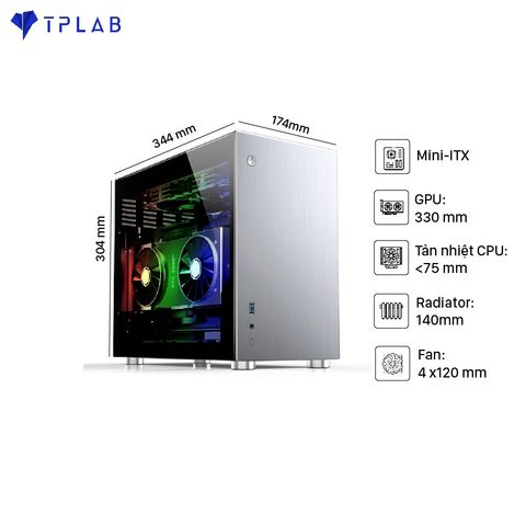  Case Jonsbo V10-G  Silver (Mini Tower/Màu Bạc) 