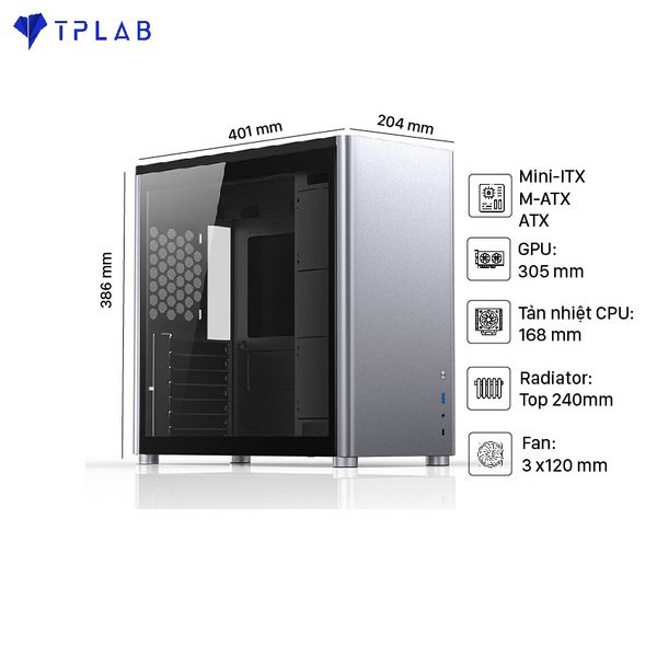  Case Jonsbo D40 Silver ( Mid Tower/Màu Bạc) 
