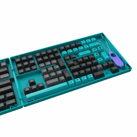  AKKO Keycap set – Black & Cyan (PBT Double-Shot/ASA profile/197 nút) 