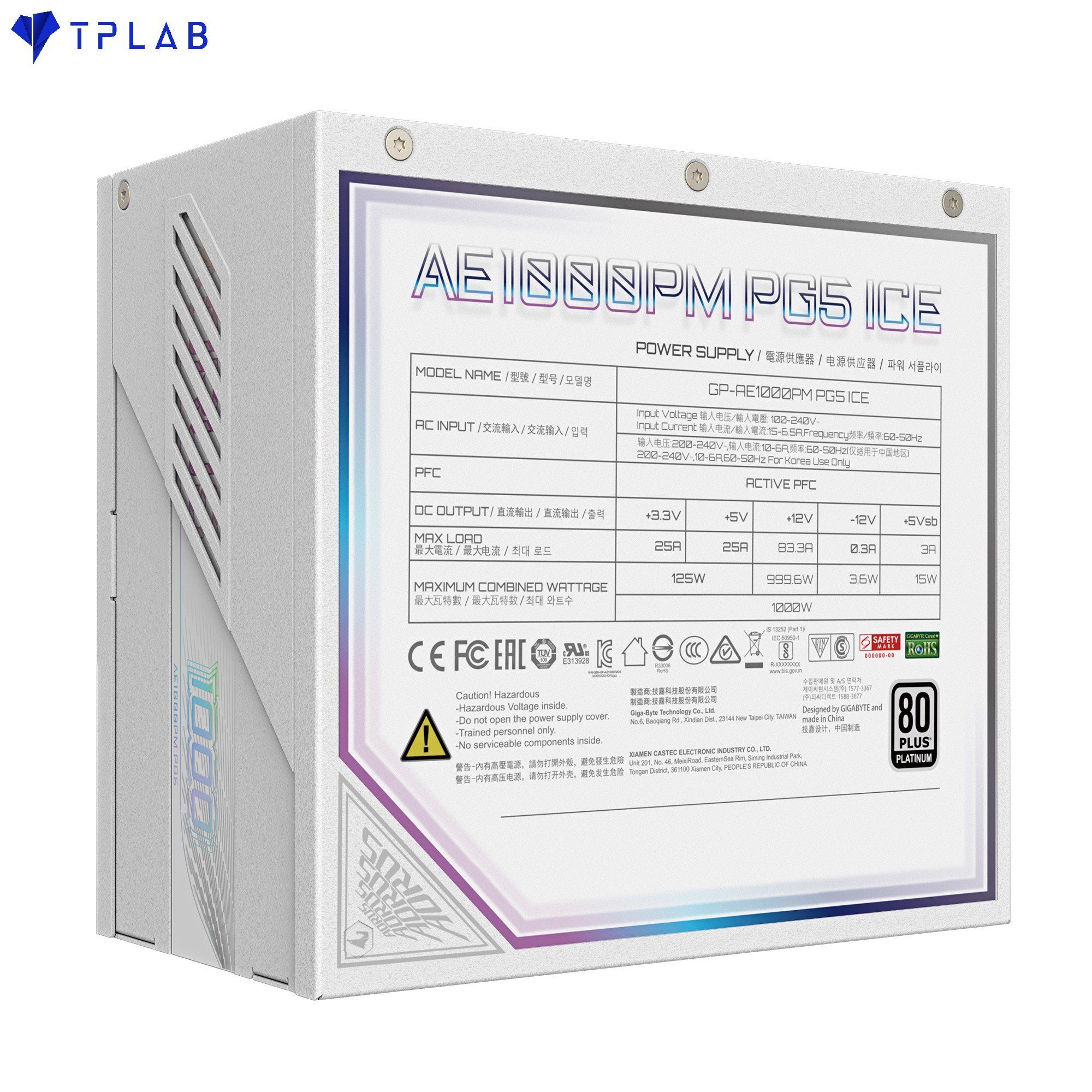  Nguồn Gigabyte AORUS ELITE P1000W 80+ Platinum Modular PCIe 5.0 ICE 