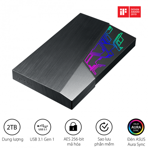  Ổ cứng di động HDD ASUS FX 2TB Aura Sync RGB (EHD-A2T) 