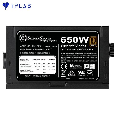  ( 650W ) Nguồn SilverStone ET650-B 80 PLUS Bronze ( SST-ET650-B ) 