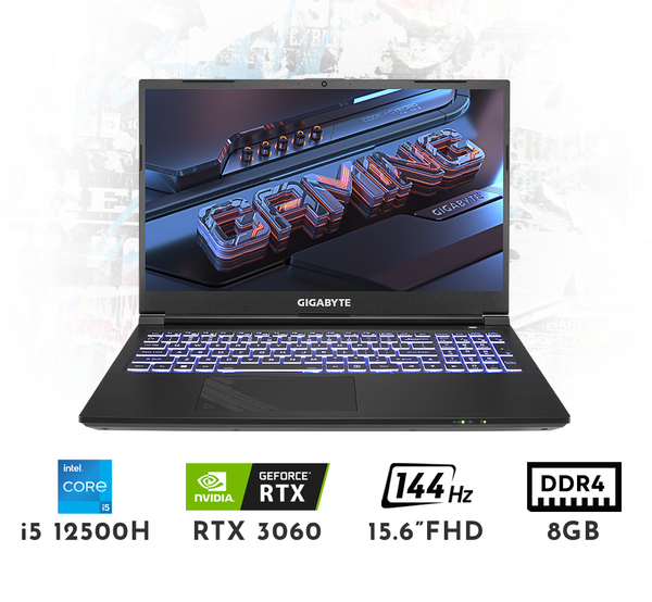  Laptop Gigabyte G5 KE-52VN263SH RTX 3060 6GB i5 12500H 8GB 512GB FHD 144Hz 
