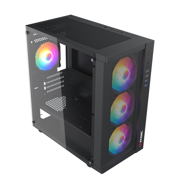  Case Magic GM-01 Black Mesh | Đen, kèm sẵn 4 Fan RGB, mặt lưới 