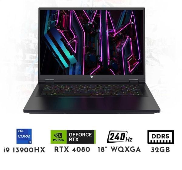  Laptop Gaming Acer Predator Helios 18 PH18-71-94SJ RTX 4080 12GB i9 13900HX 32GB 2TB 18″ WQXGA IPS 240Hz 
