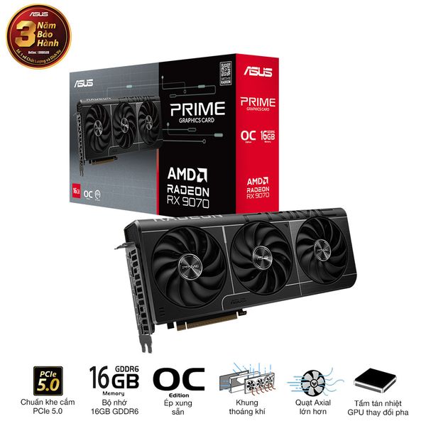  ASUS Prime Radeon RX 9070 OC Edition 16GB GDDR6 