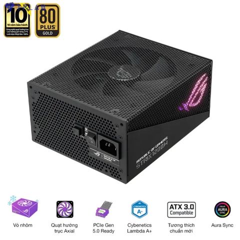  Nguồn máy tính ASUS ROG STRIX 1200W Gold Aura Edition Gaming – PCIe 5.0 support, 80 plus Gold (ROG-STRIX-1200W-AURA) 