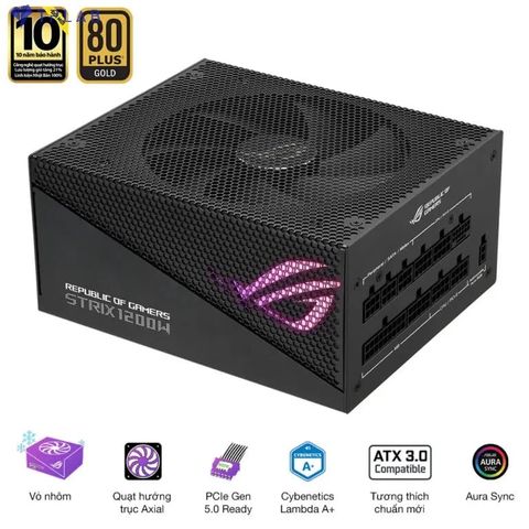  Nguồn máy tính ASUS ROG STRIX 1200W Gold Aura Edition Gaming – PCIe 5.0 support, 80 plus Gold (ROG-STRIX-1200W-AURA) 