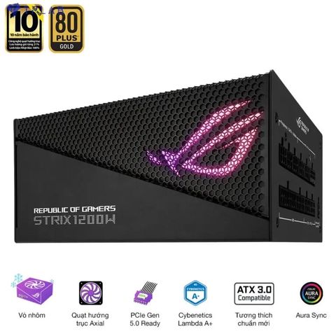  Nguồn máy tính ASUS ROG STRIX 1200W Gold Aura Edition Gaming – PCIe 5.0 support, 80 plus Gold (ROG-STRIX-1200W-AURA) 