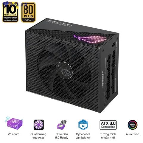  Nguồn máy tính ASUS ROG STRIX 1200W Gold Aura Edition Gaming – PCIe 5.0 support, 80 plus Gold (ROG-STRIX-1200W-AURA) 