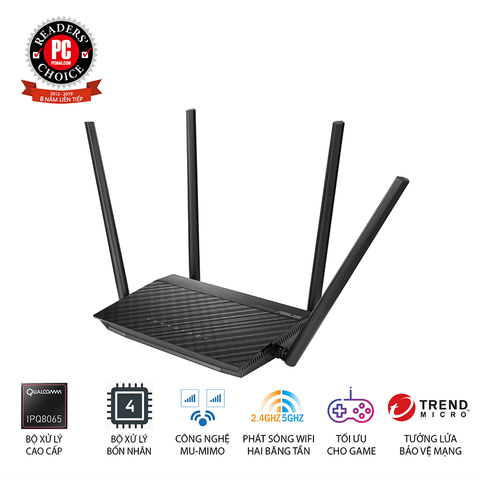  Router wifi ASUS RT - AC1500UHP (Dũng Sĩ Xuyên Tường) AC1500 MU-MIMO 