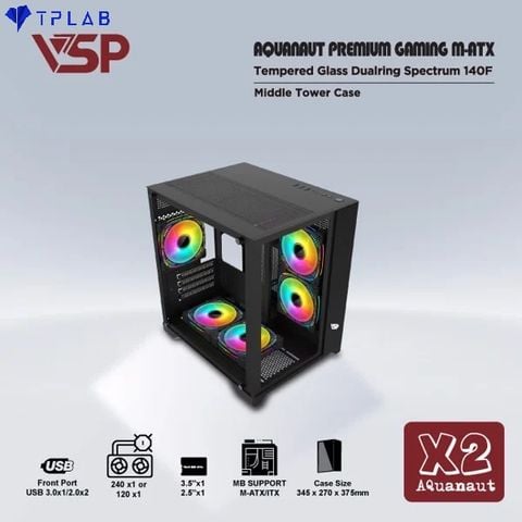  CASE VSP X2 AQUANAUT PREMIUM GAMING M-ATX BLACK 