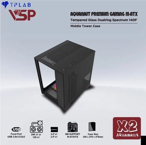  CASE VSP X2 AQUANAUT PREMIUM GAMING M-ATX BLACK 