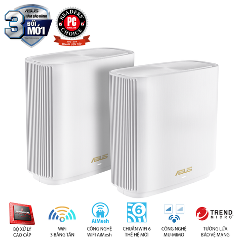  ZenWifi Router XT8 (W-2-PK), MESH WIFI 6 (802.11ax) - White 