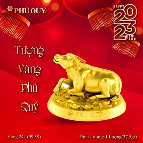 Trâu vàng 24K (999.9) - Tượng con giáp Phú Quý