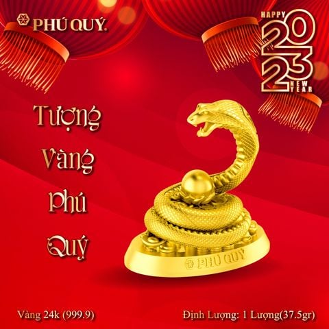 Rắn vàng 24K (999.9) - Tượng con giáp Phú Quý