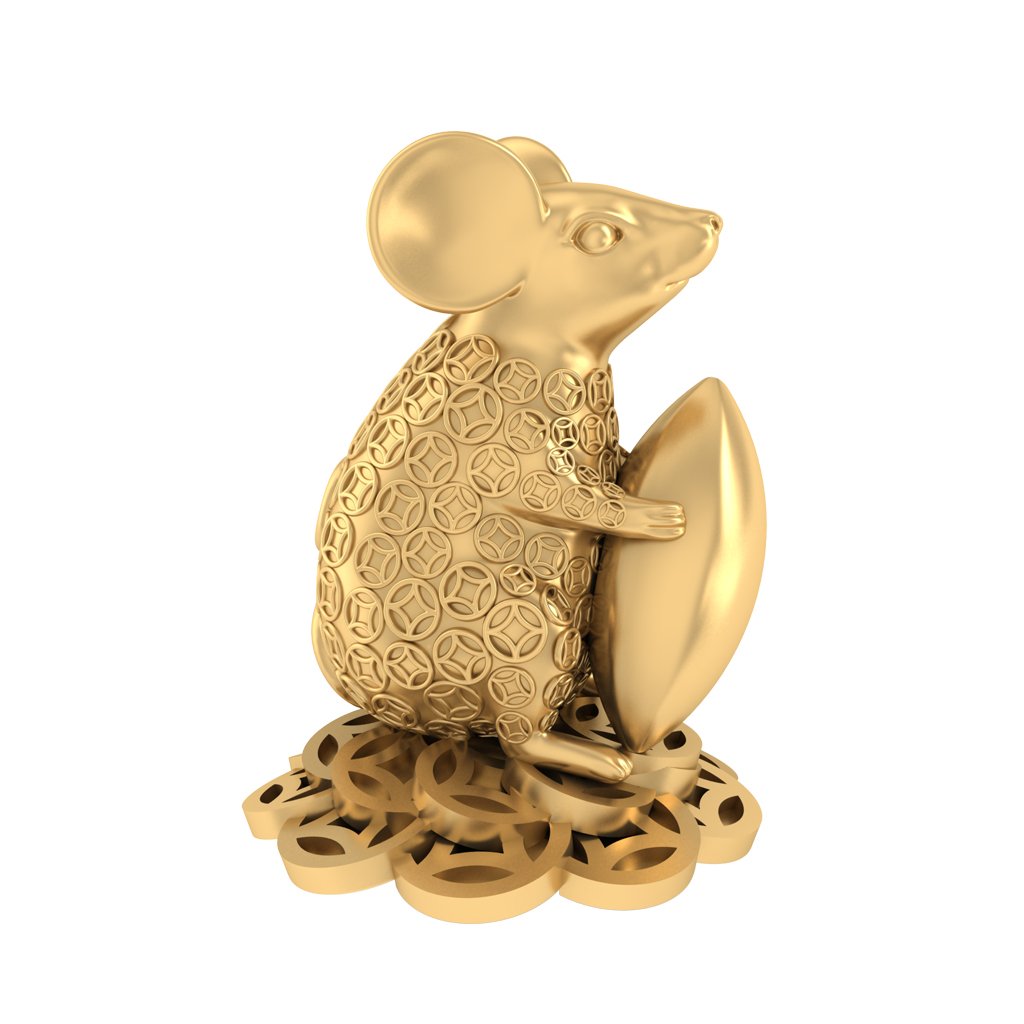 Chuột vàng 24K (999.9) - Tượng con giáp Phú Quý