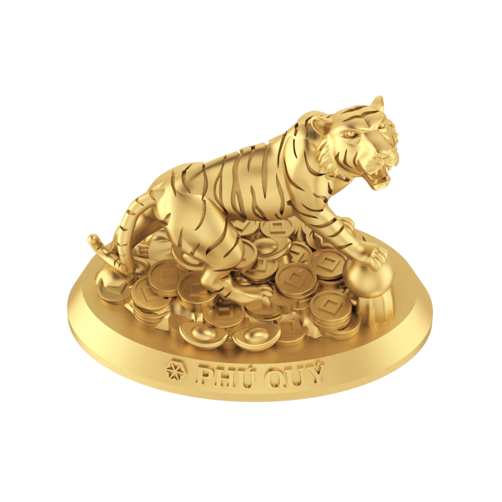 Hổ vàng 24K (999.9) - Tượng con giáp Phú Quý