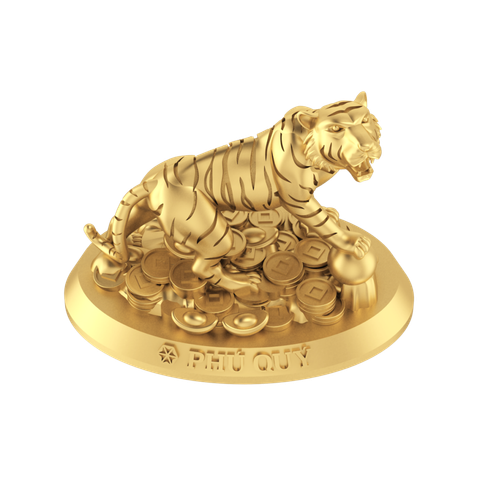 Hổ vàng 24K (999.9) - Tượng con giáp Phú Quý